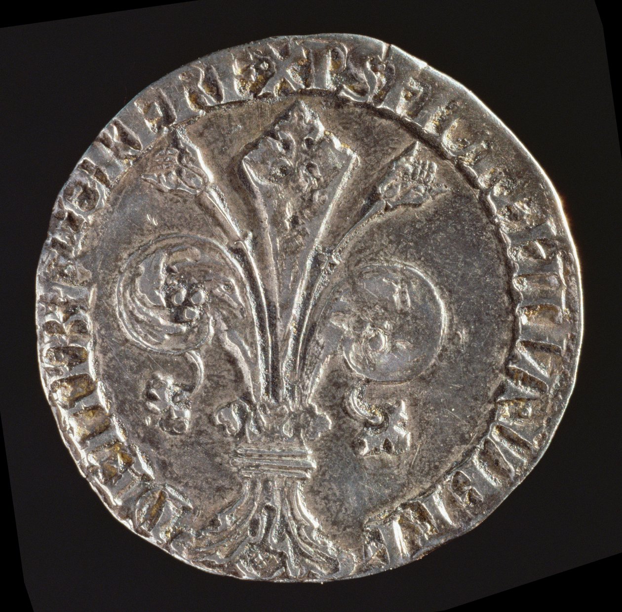 Forside af en stor guelf med en lilje, præget 1376 (sølv) (for bagsiden se 119192) af Barduccio di Chierichino