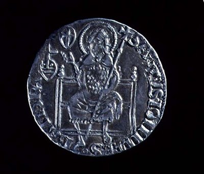 Bagsiden af en stor gulf forestillende St. Johannes Døberen, præget 1376 (sølv) (for forside se 119193) af Barduccio di Chierichino