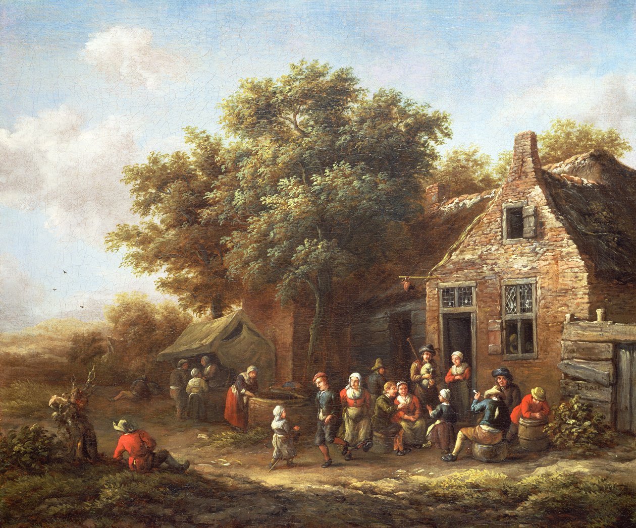 Bøndernes lystighed uden for en kro af Barend Gael or Gaal