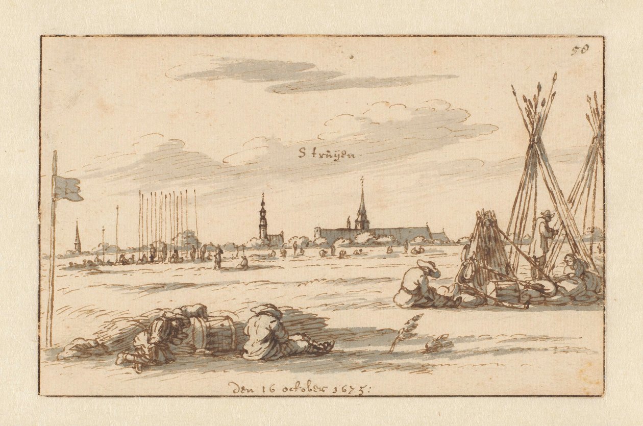 Lejr af Army of Willem III nær Sint-Truiden, Limburg af Barend Klotz (attributed to)