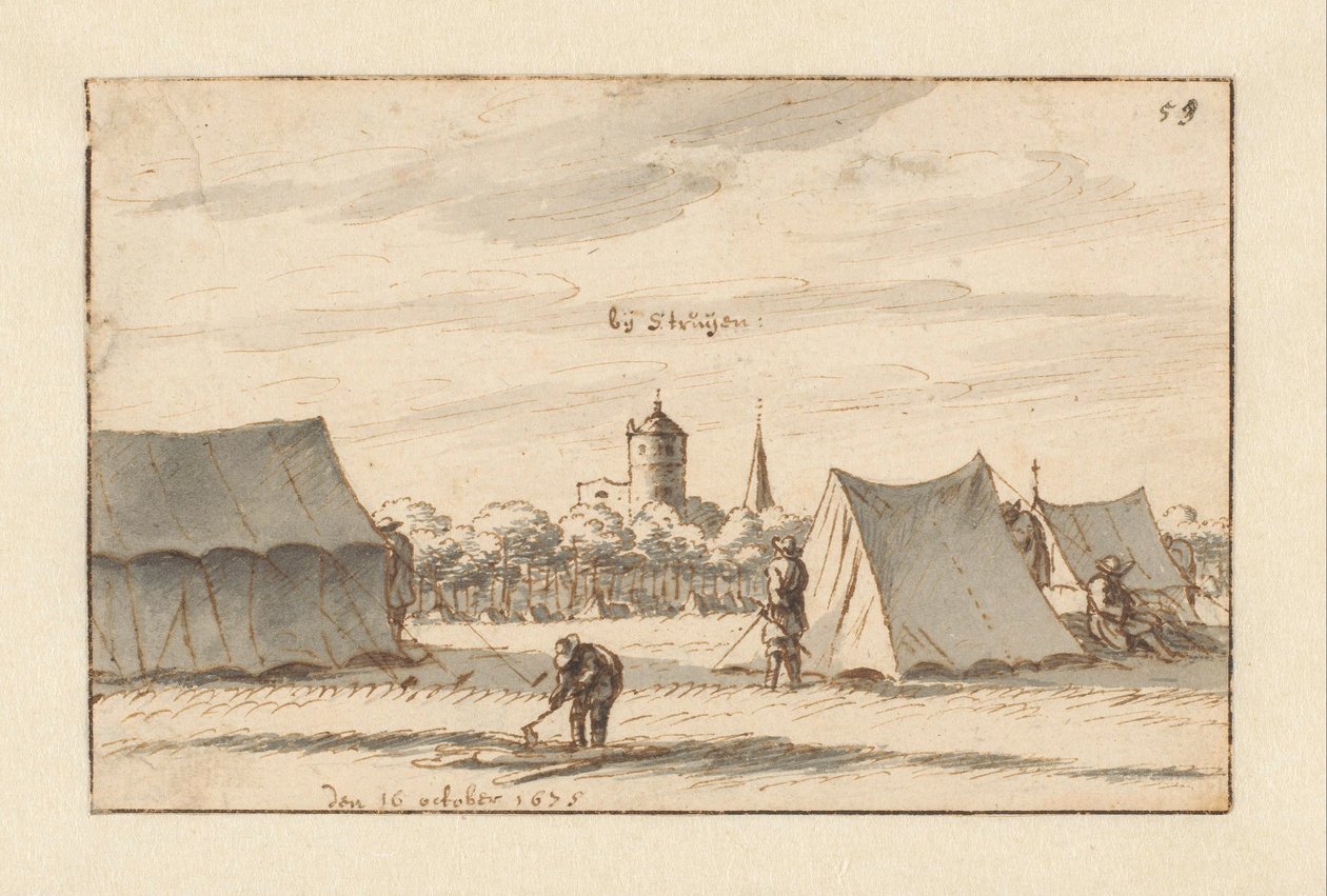 Lejr af Army of Willem III nær Sint-Truiden, Limburg af Barend Klotz (attributed to)
