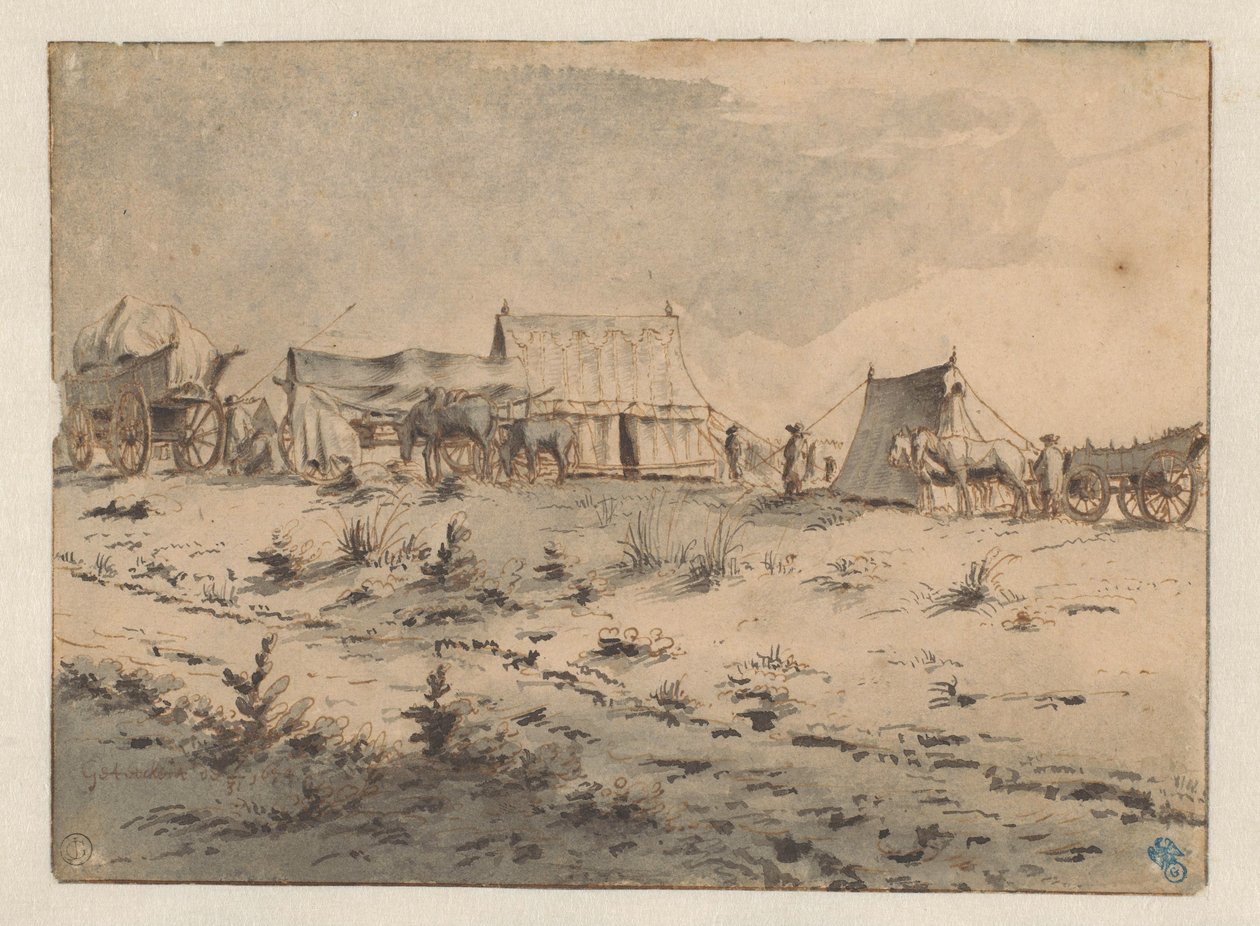 Udsigt på en hærbase af Barend Klotz (attributed to)