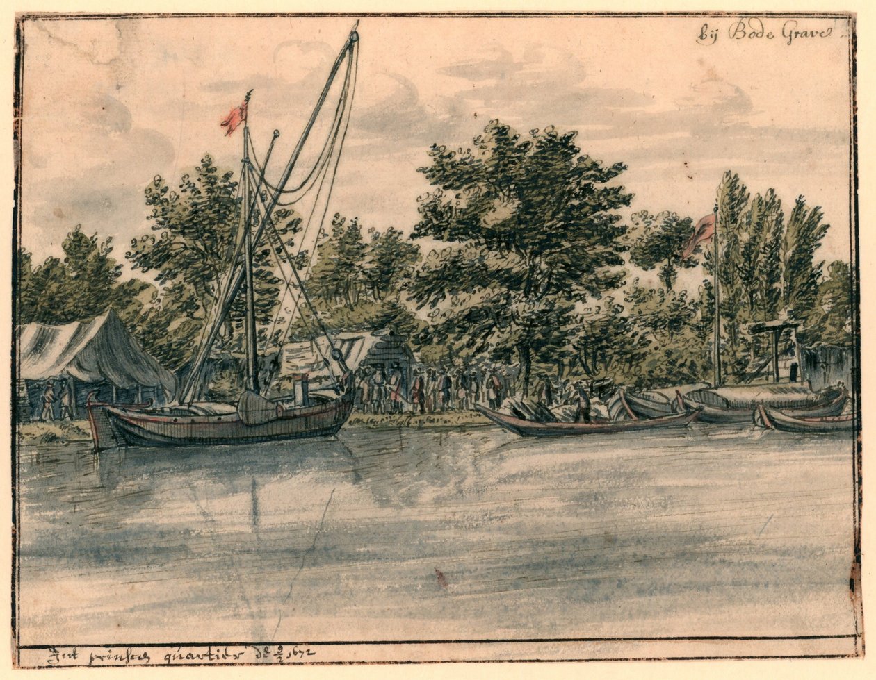 Udsigt over Willem III’s kvarter nær Bodegraven af Barend Klotz (possibly)