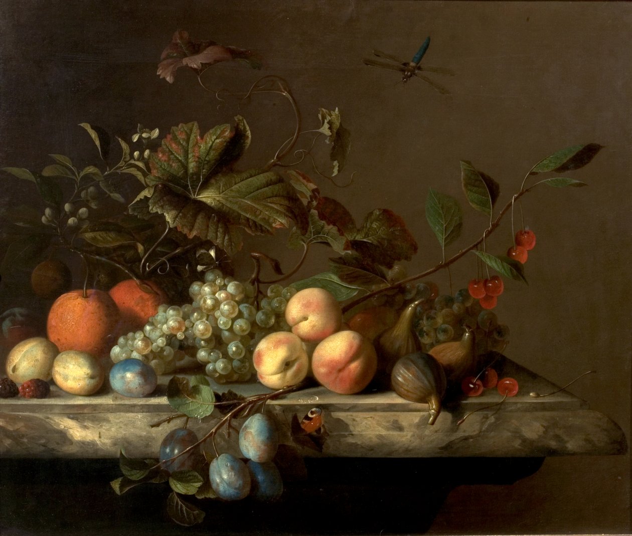 Frugtstykke med guldsmede, 1692 af Barend or Bernardus van der Meer