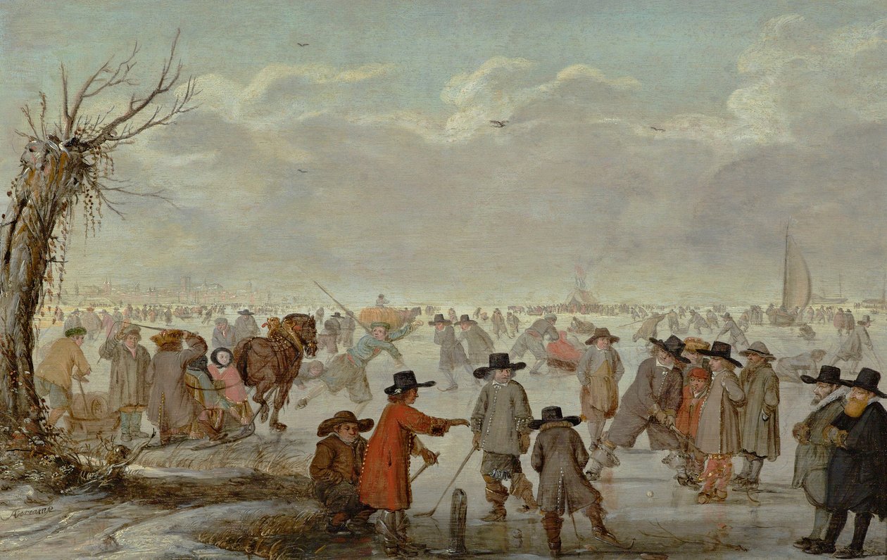 Spil på isen 1654 (olie på panel) af Barent Avercamp