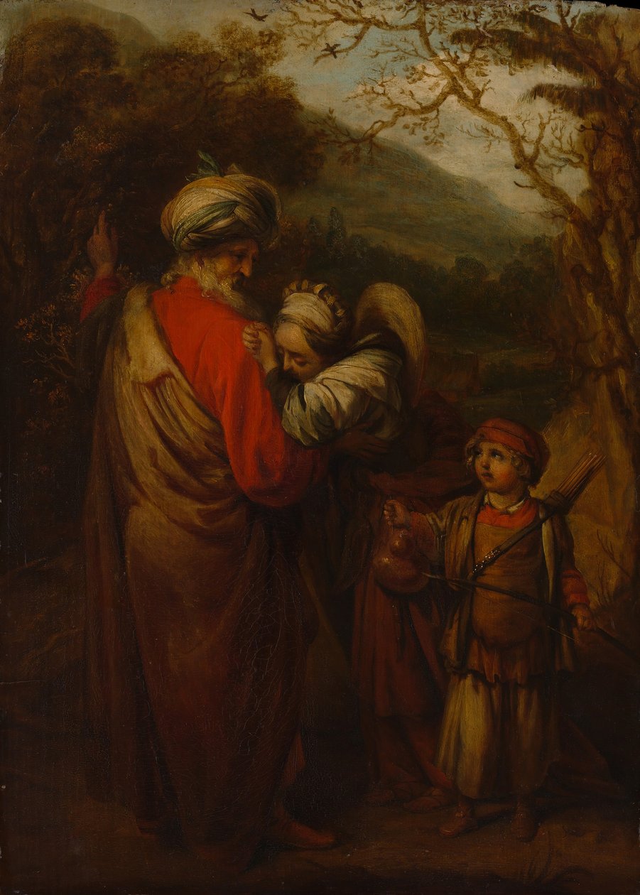 Abraham afskediger Hagar og Ismael, 1658. af Barent Fabritius
