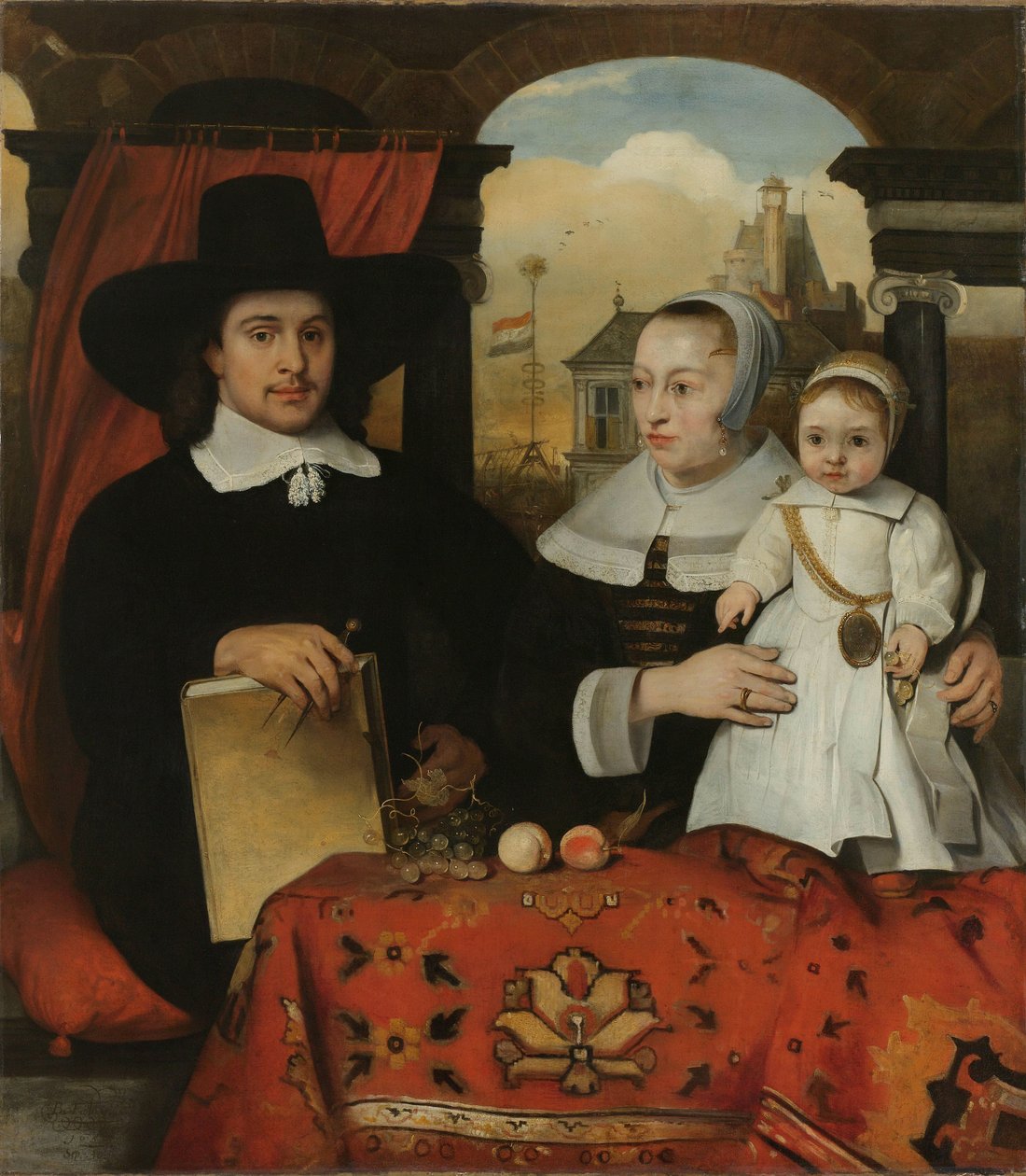 Willem van der Helm (ca. 1625-75), kommunearkitekt i Leiden, med sin kone Belytgen Cornelisdr van der Schelt (d 1661) og deres søn Leendert (1622-64) af Barent Fabritius