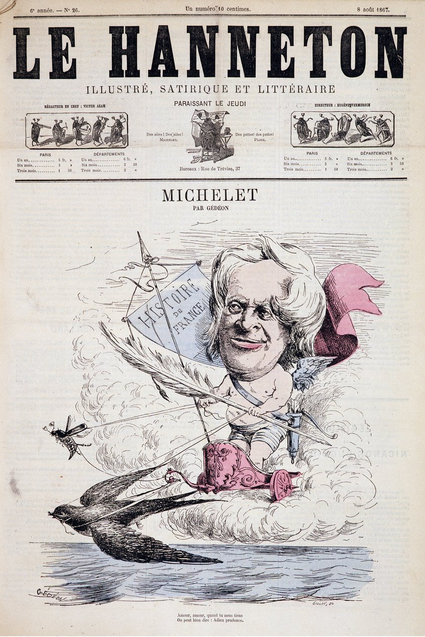 Tegnefilm Jules Michelet - af Gedeon i "" Le Hanneton"" 08/08/1867 af Baril Gedeon