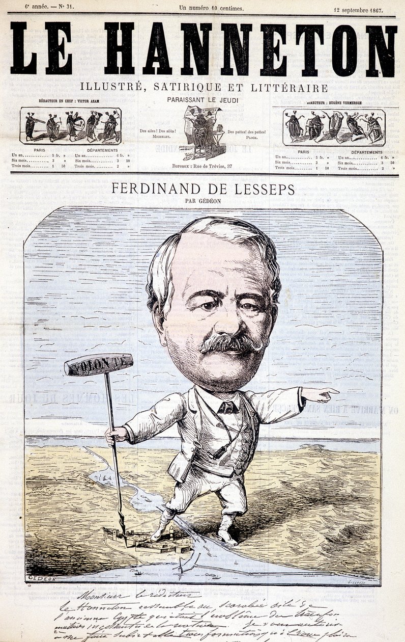 Ferdinand de Lesseps - af Gédéon, i "" Le Hanneton"" af 12/09/1867 af Baril Gedeon