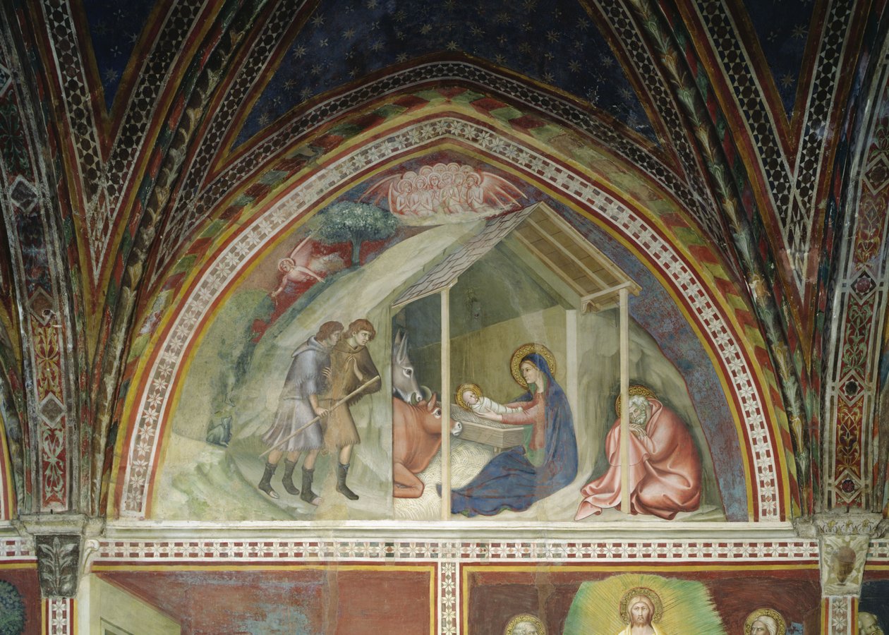 Kristi fødsel, fra en serie af scener fra Det Nye Testamente af Barna da Siena