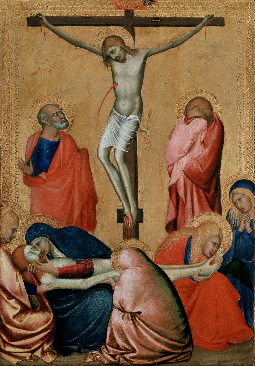 Korsfæstelsen og klagesangen, 1300-tallet af Barna da Siena