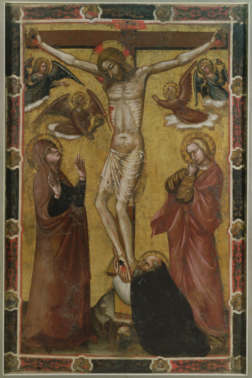 Kristus korsfæstet - malet processionsbanner af Barnaba da Modena
