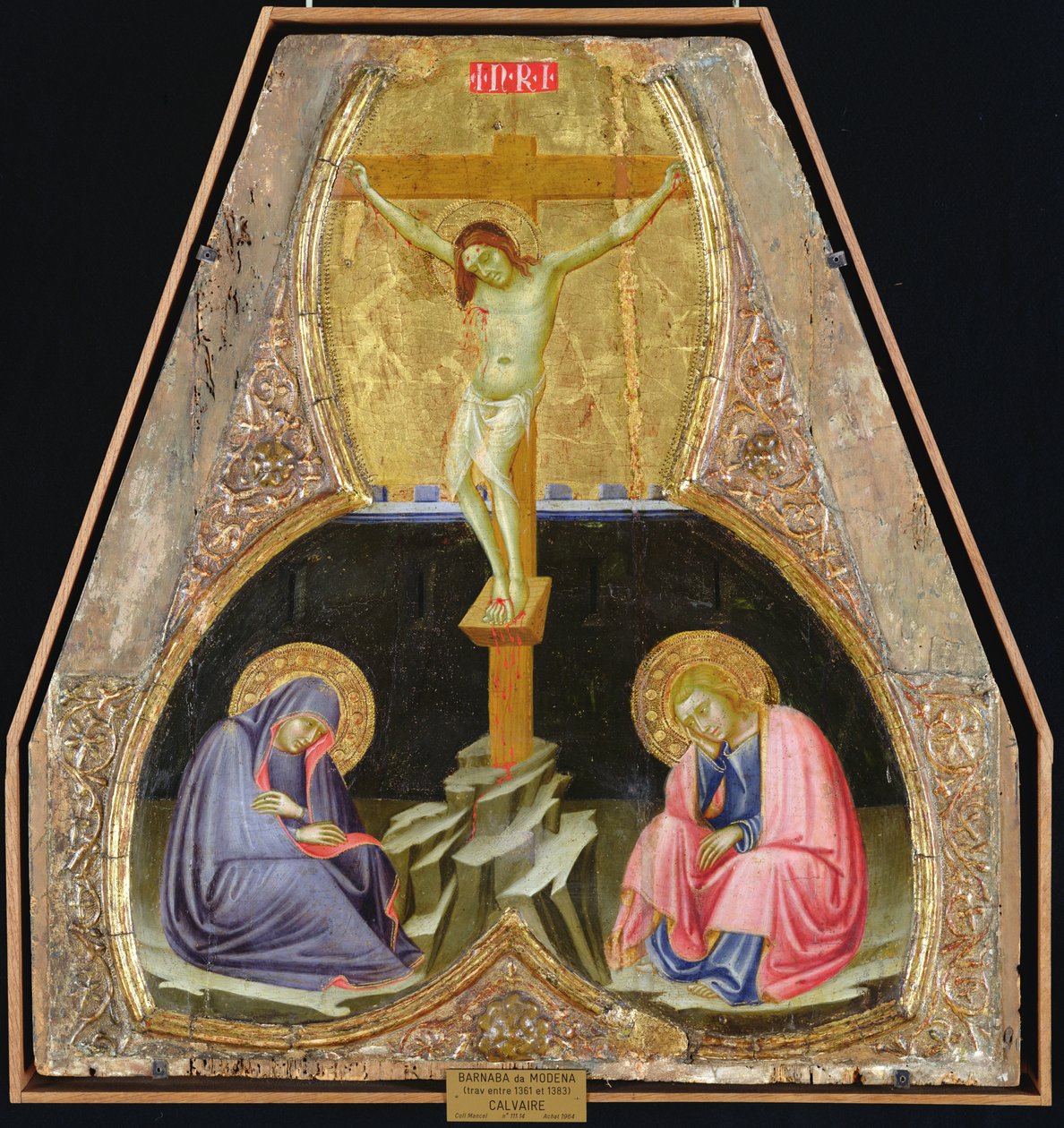Korsfæstelse med Jomfruen og Johannes Døberen (tempera på panel) af Barnaba da Modena