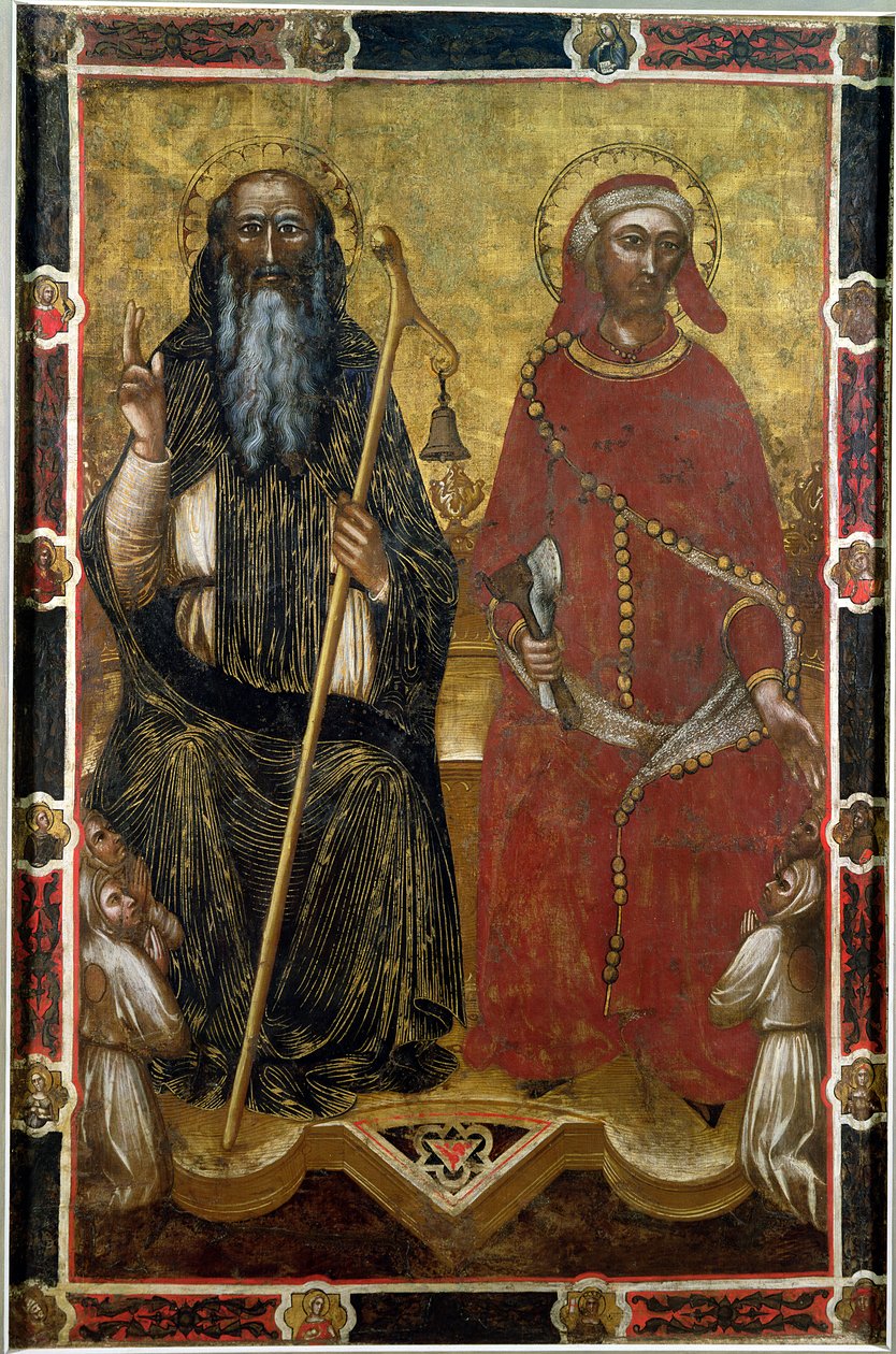 Saints Anthony Abbed og Eligius - Malet processionsbanner af Barnaba da Modena