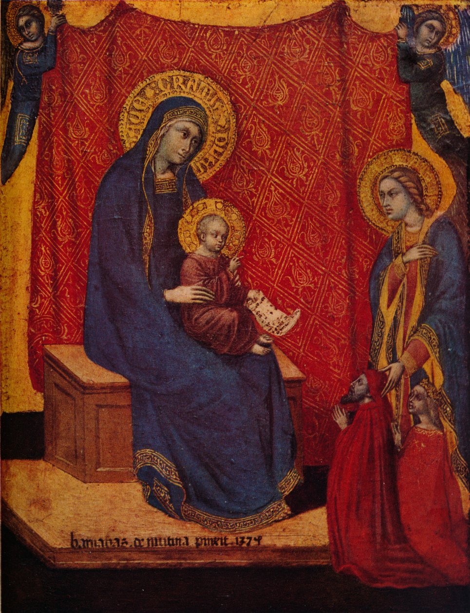 The Madonna Enthroned and Two Donors in Adoration, 1374 af Barnaba da Modena