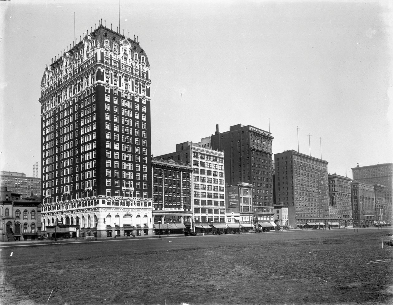Bygninger på Michigan Avenue fra Balbo Street til Van Buren Street, Chicago, Illinois, USA, ca. 1905 (s/h-foto) af Barnes and Crosby