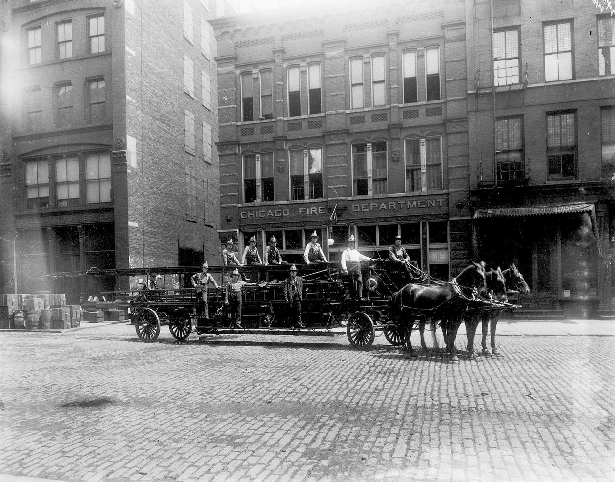 Chicago Fire Department Engine House No. 40, Chicago, Illinois, USA, ca. 1905 (s/h-billede) af Barnes and Crosby