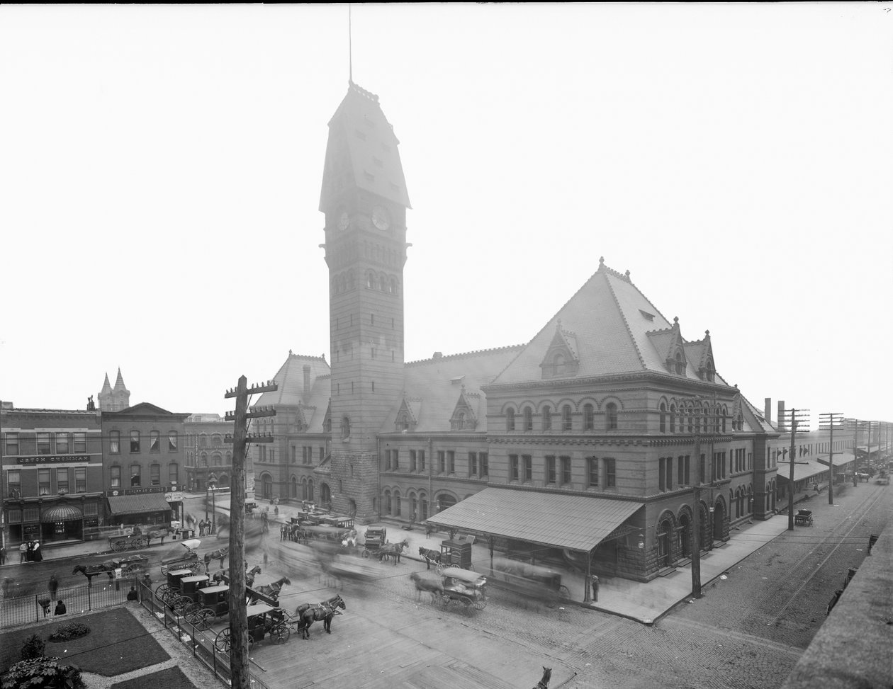 Dearborn Station, Chicago, Illinois, USA, ca. 1883 (s/h-foto) af Barnes and Crosby
