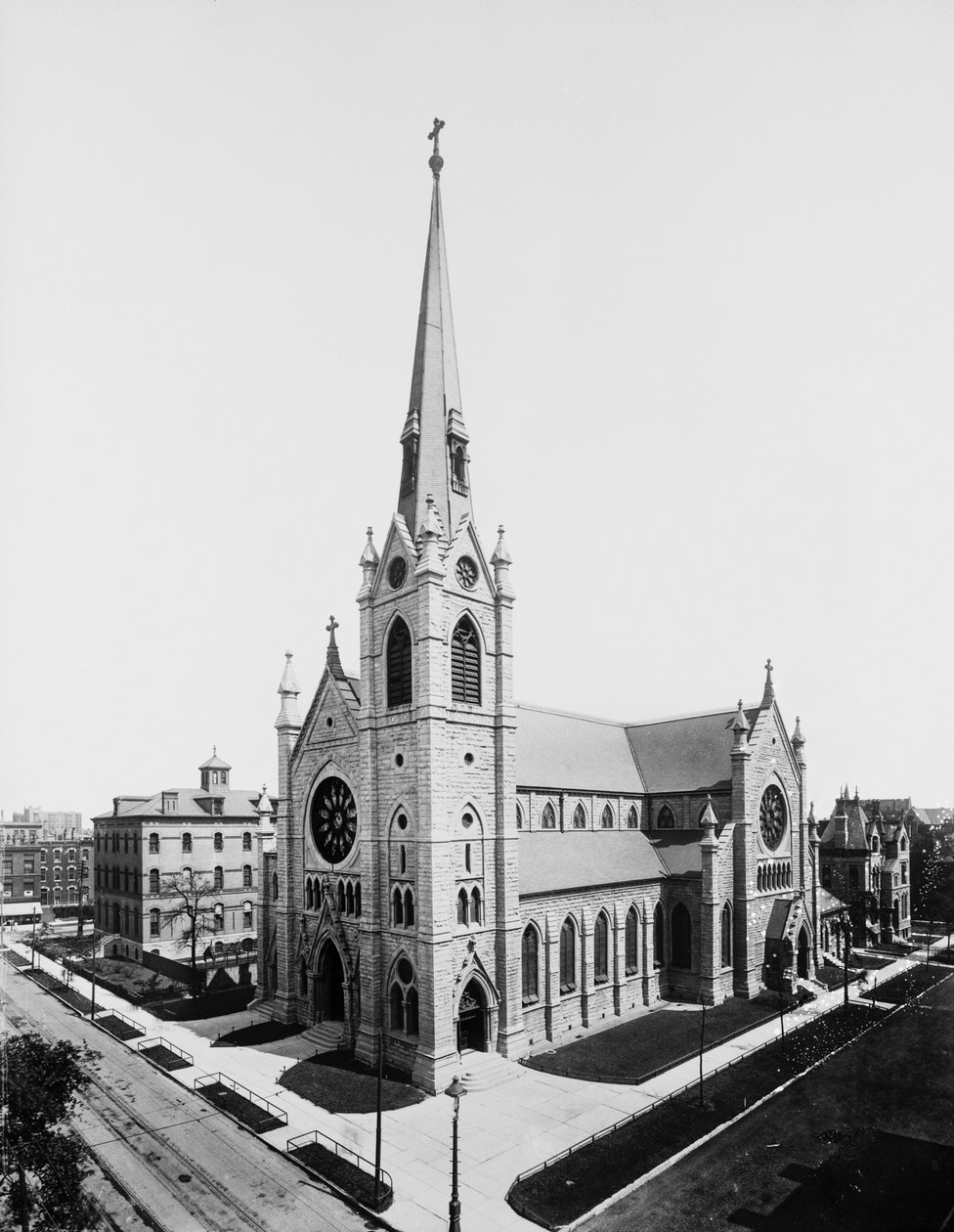 Holy Name Cathedral, Chicago, Illinois, USA, ca. 1895 (s/h-billede) af Barnes and Crosby