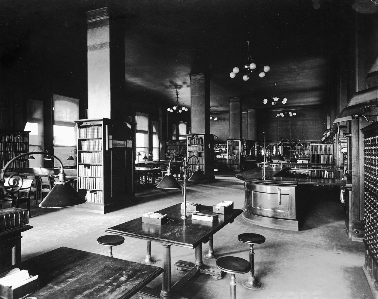 John Crerar Library, Chicago, Illinois, USA, ca. 1900 (s/h-billede) af Barnes and Crosby