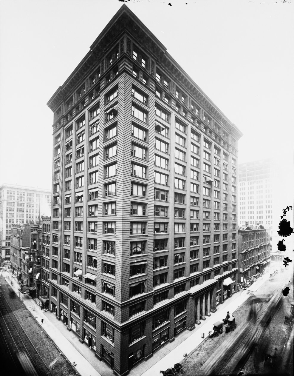 Marquette Building, Chicago, Illinois, USA, ca. 1900 (s/h-billede) af Barnes and Crosby