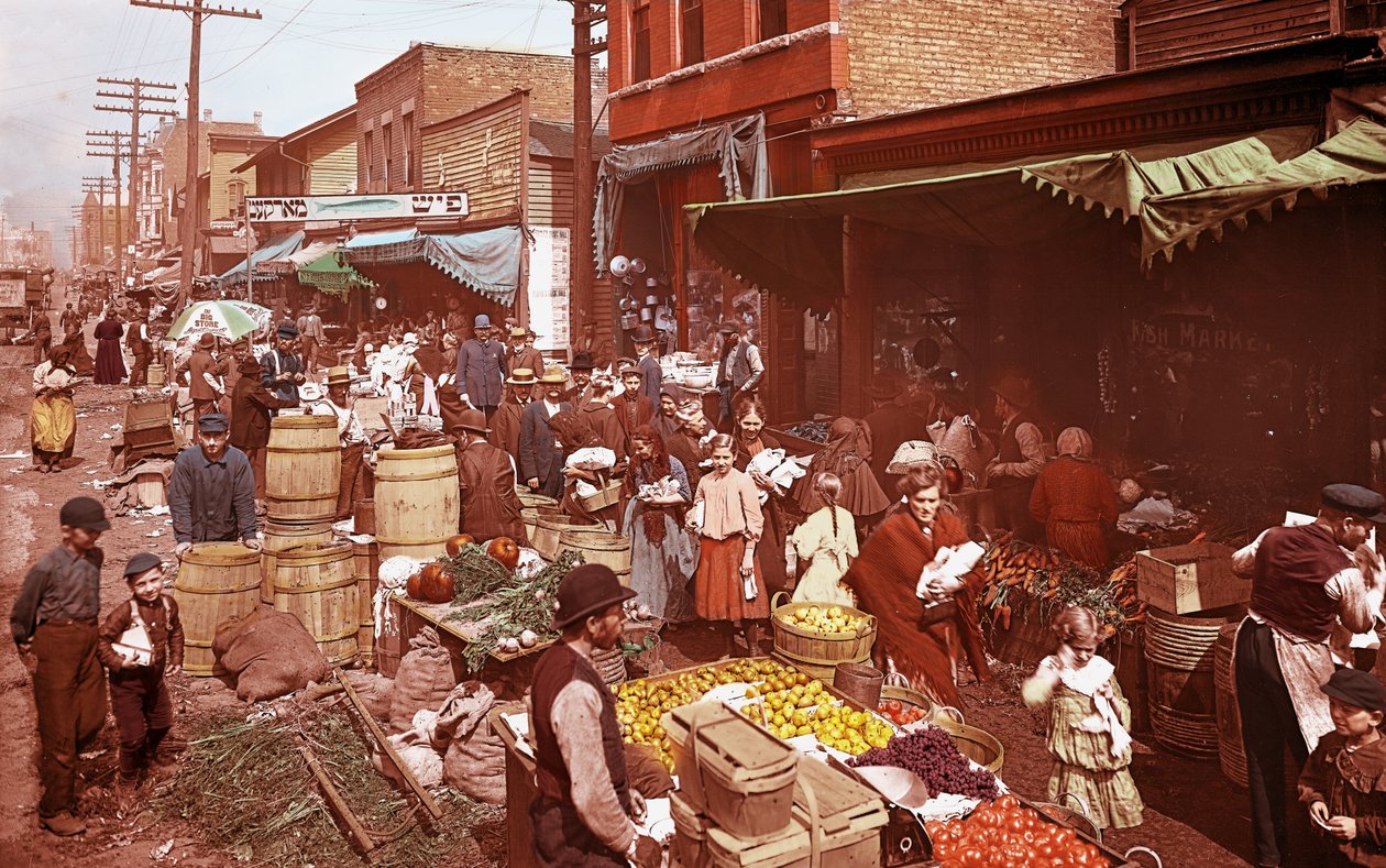 Maxwell Street Market., Chicago, Illinois, USA, ca. 1905 (foto) af Barnes and Crosby