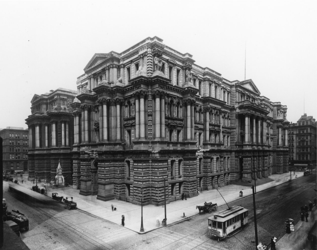 Udsigt over Chicagos rådhus og Cook County Courthouse, ca. 1900 af Barnes and Crosby Barnes and Crosby