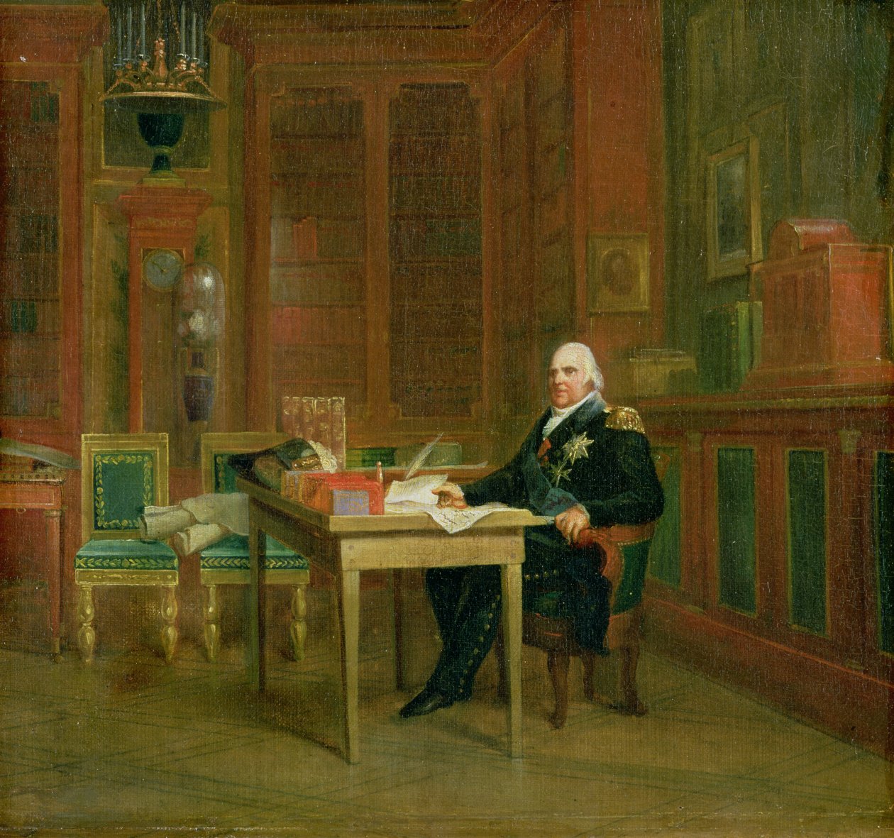 Ludvig XVIII (1755-1824) i sit studie ved Tuilerierne af Baron François Pascal Simon Gérard