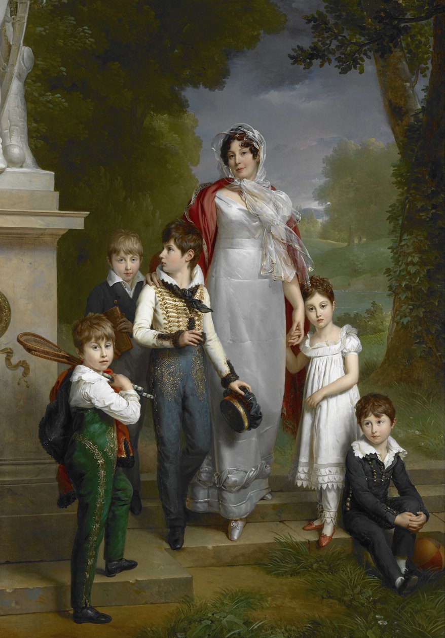 Portræt af Louise-Antoinette-Scholastique Guéhéneuc, Madame la Maréchale Lannes, Duchesse de Montebello, med hendes børn af Baron François Pascal Simon Gérard