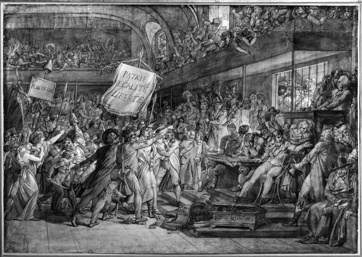 Folket i Paris stormer Tuilerierne den 10. august 1792 (pen og blæk og vask på papir) af Baron François Pascal Simon Gérard