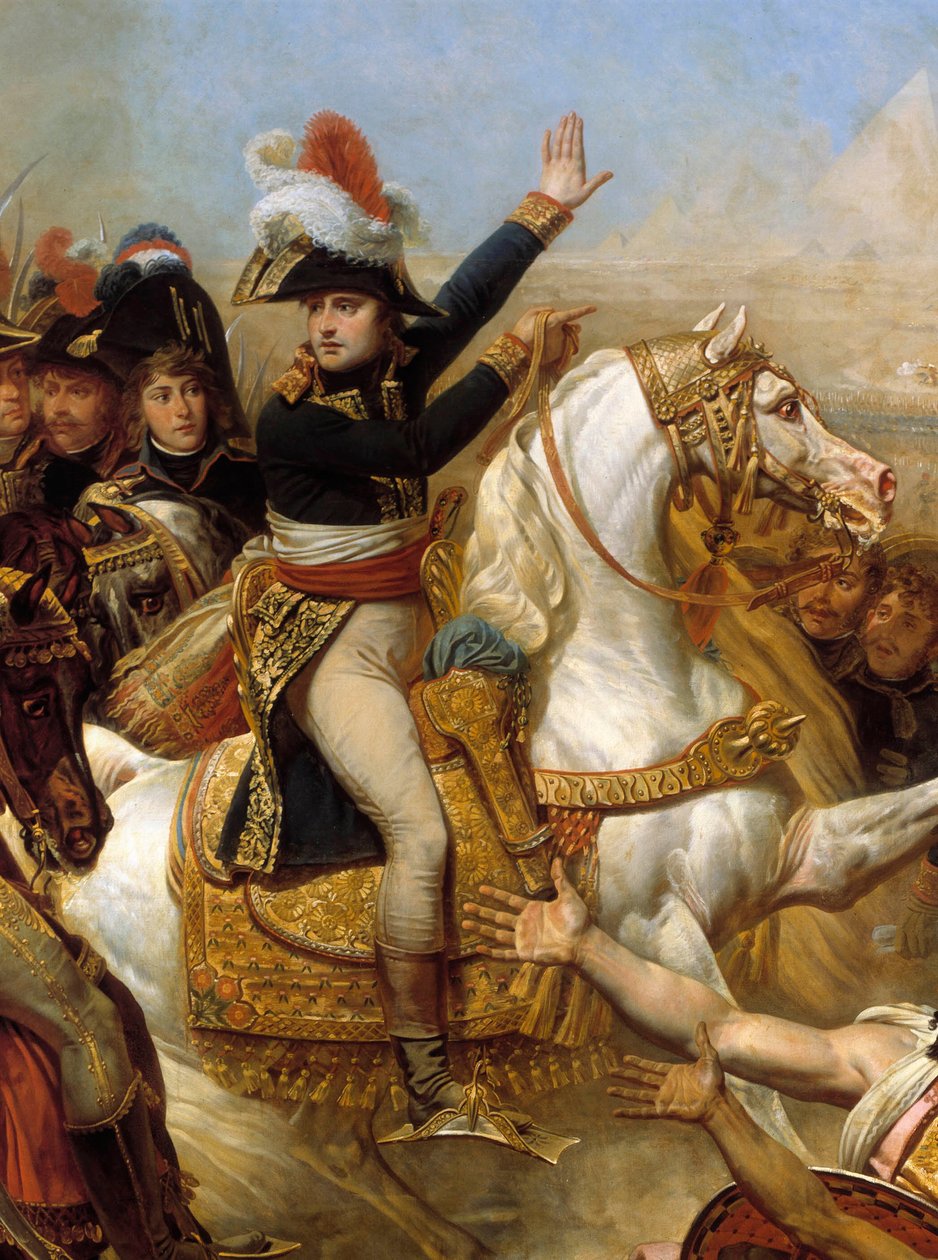Kampagne (Ekspedition) af Egypten (1798-1801): "" Napoleon Bonaparte haranerer hæren før slaget ved pyramiderne, 21. juli af Baron Antoine Jean Gros