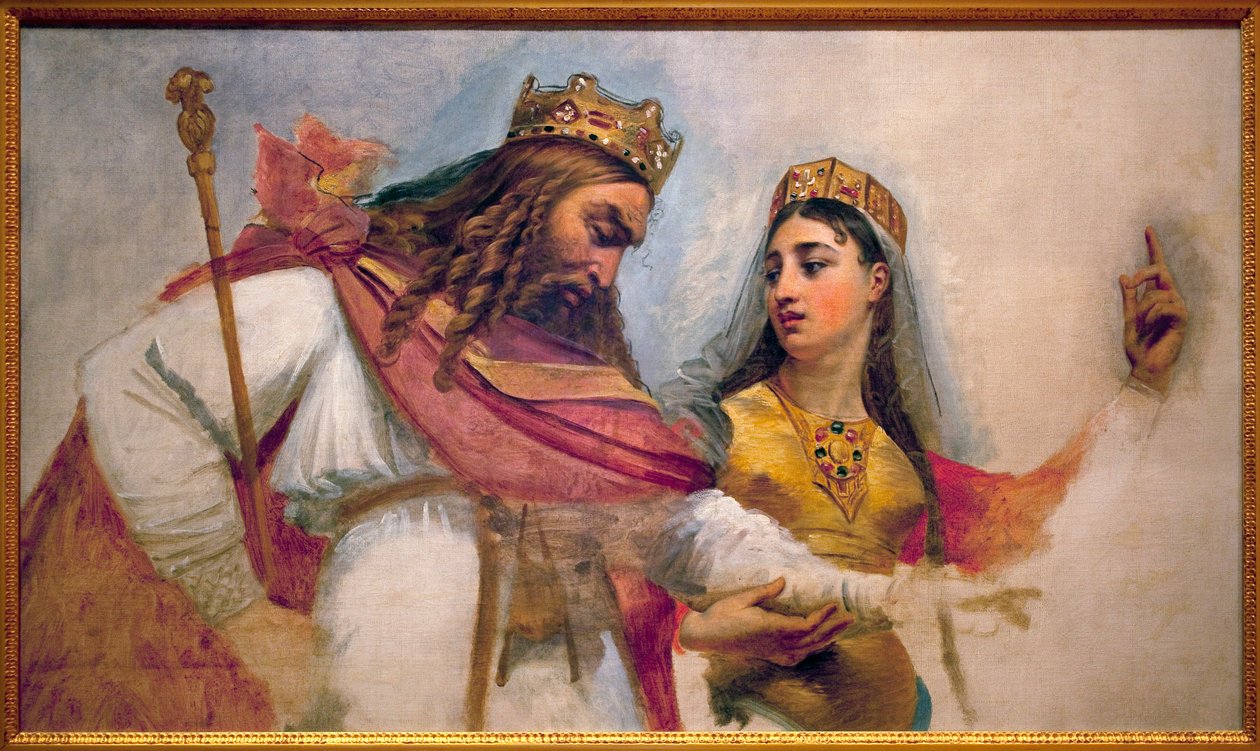 Clovis og Clothilde; Clovis I, frankernes konge (466-511) og hans kone Clothilde (St. Clothilde) (475-545), som omvendte ham til den katolske tro. af Baron Antoine Jean Gros