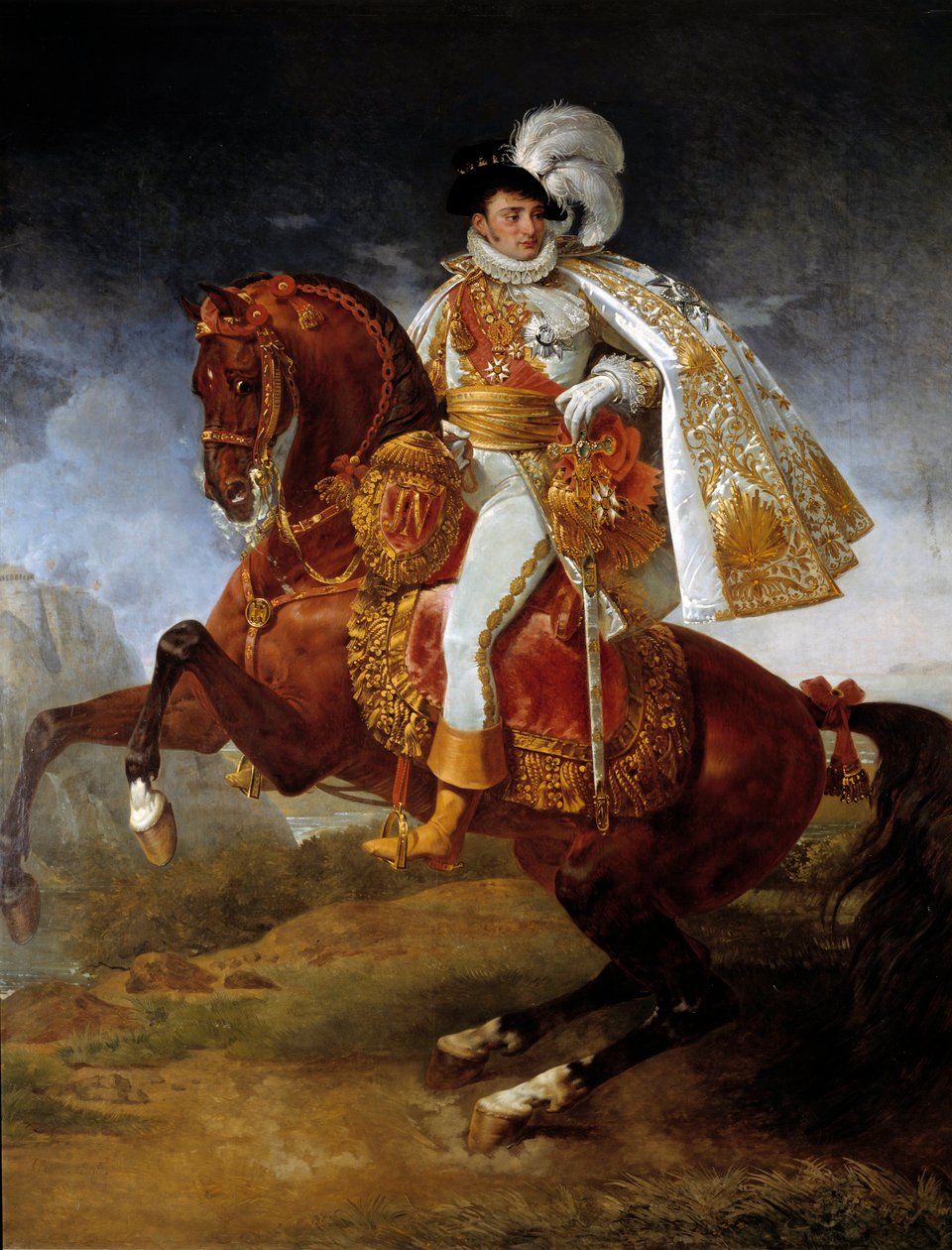 Rytterportræt af Jerome Bonaparte (1784-1860) Kongen af Westfalen Maleri af Antoine Jean Gros (1771-1835) 1808 Søn. 3,21x2,65 m - Rytterportræt af Jerome Bonaparte (1784-1860), konge af Westfalen. Maleri af Antoine Jean Gros (1771-1835), kal af Baron Antoine Jean Gros
