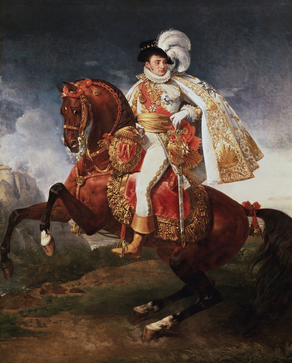 Ridesportræt af Jerome Bonaparte, konge af Westfalen (olie på lærred af Baron Antoine Jean Gros