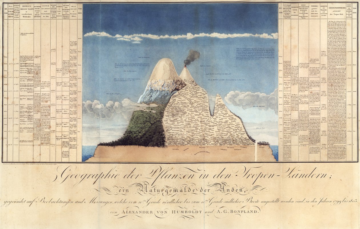 Geography of Plants in Tropical Countries, A Study of the Andes, tegnet af Schoenberger und Turpin, trykt af Langlois, Paris af Baron Friedrich Alexander von Humboldt