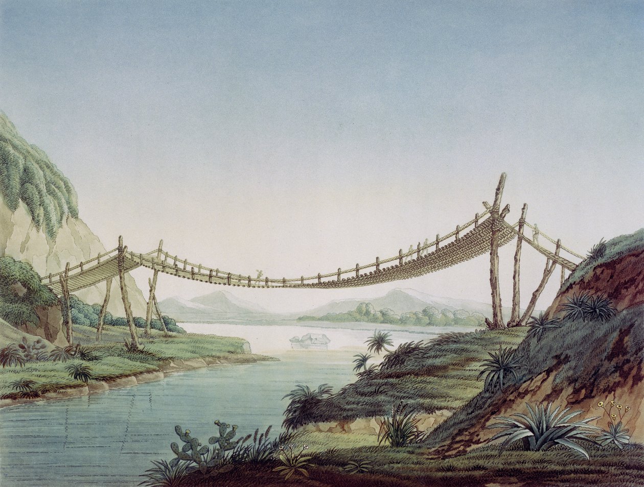Rebbro nær Penipe, krydser Chambo-floden, Mexico, 1810 af Baron Friedrich Alexander von Humboldt