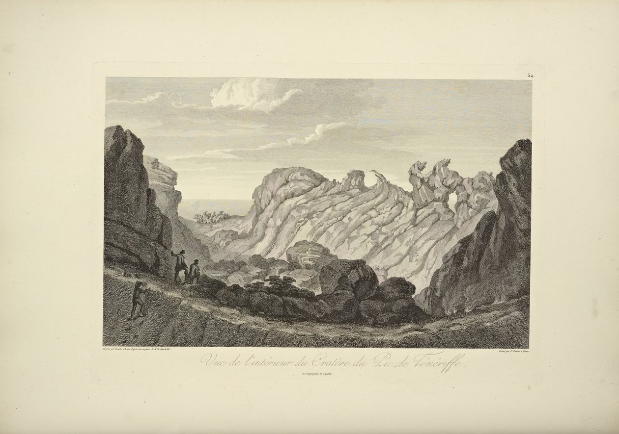 Udsigt over det indre af krateret på toppen af ​​Tenerife, tegnet af Gmelin, illustration fra "Views of the Cordilleras and Monuments of the Indigenous Peoples of America" ​​af Alexander von Humboldt og Aime Bonpland, 1813 af Baron Friedrich Alexander von Humboldt