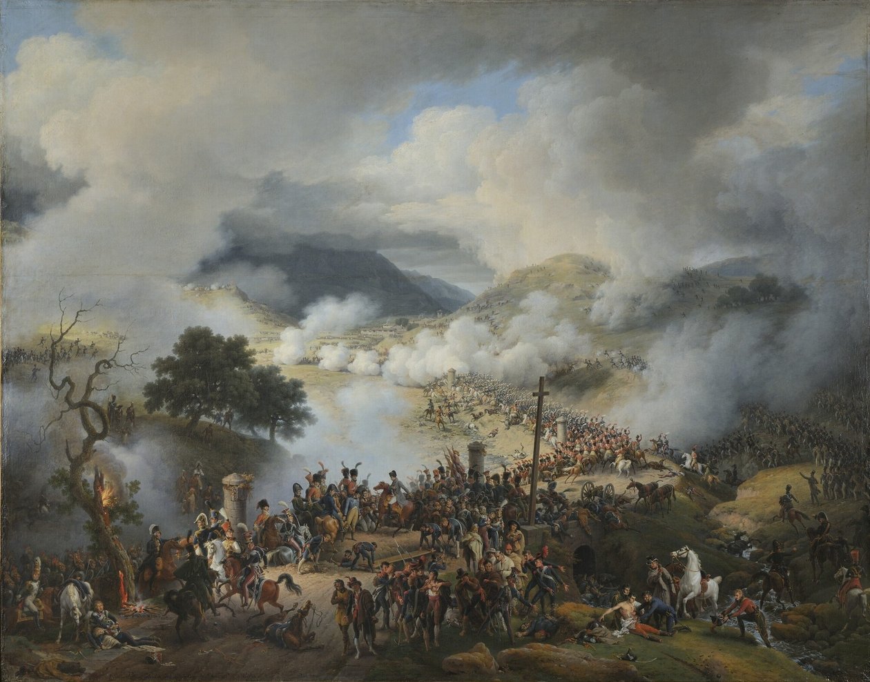 Fransk: Bataille du col de Somo Sierra en Castille, le 30 novembre 1808 Slaget ved Somo Sierra, 30. november 1808 af Baron Lejeune Louis François