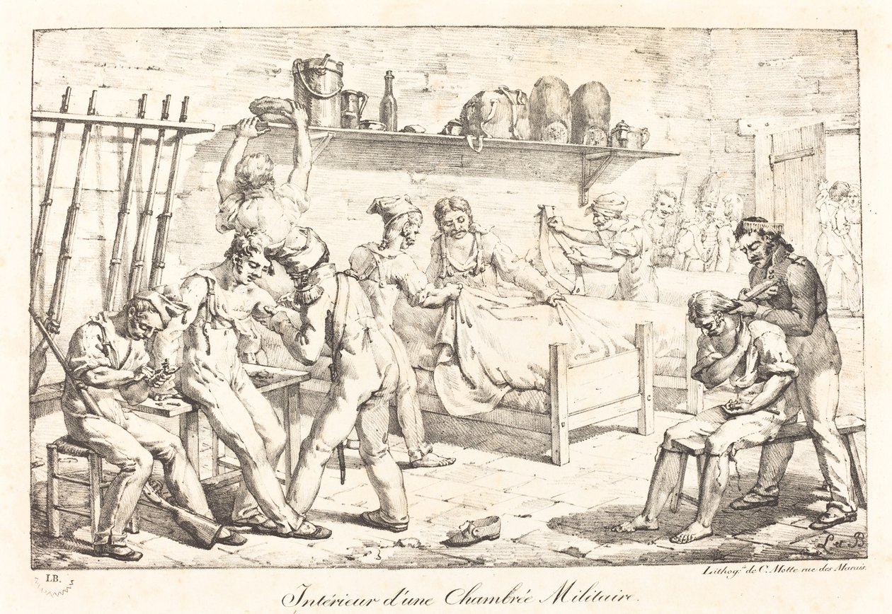 Det indre af et militærkammer af Baron Louis Albert Guillain Bacler d