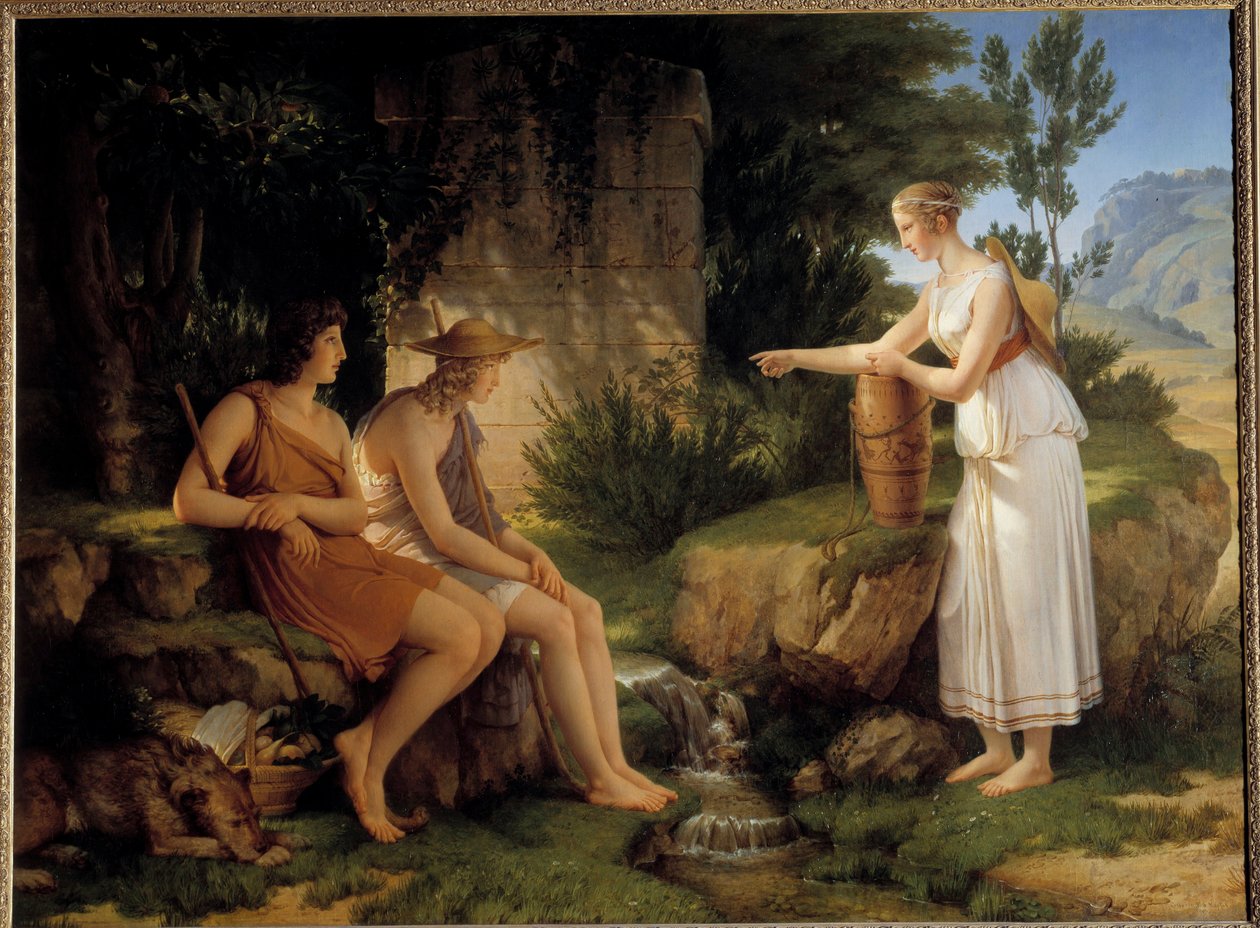 Hyrderne ved Amyntas grav Illustration af "Idyllerne" af Salomon Gessner - Maleri af Pierre Narcisse (Pierre-Narcisse) Guerin (1774-1833) 1805 Søn 1,31x1,76 m af Baron Pierre Narcisse Guerin