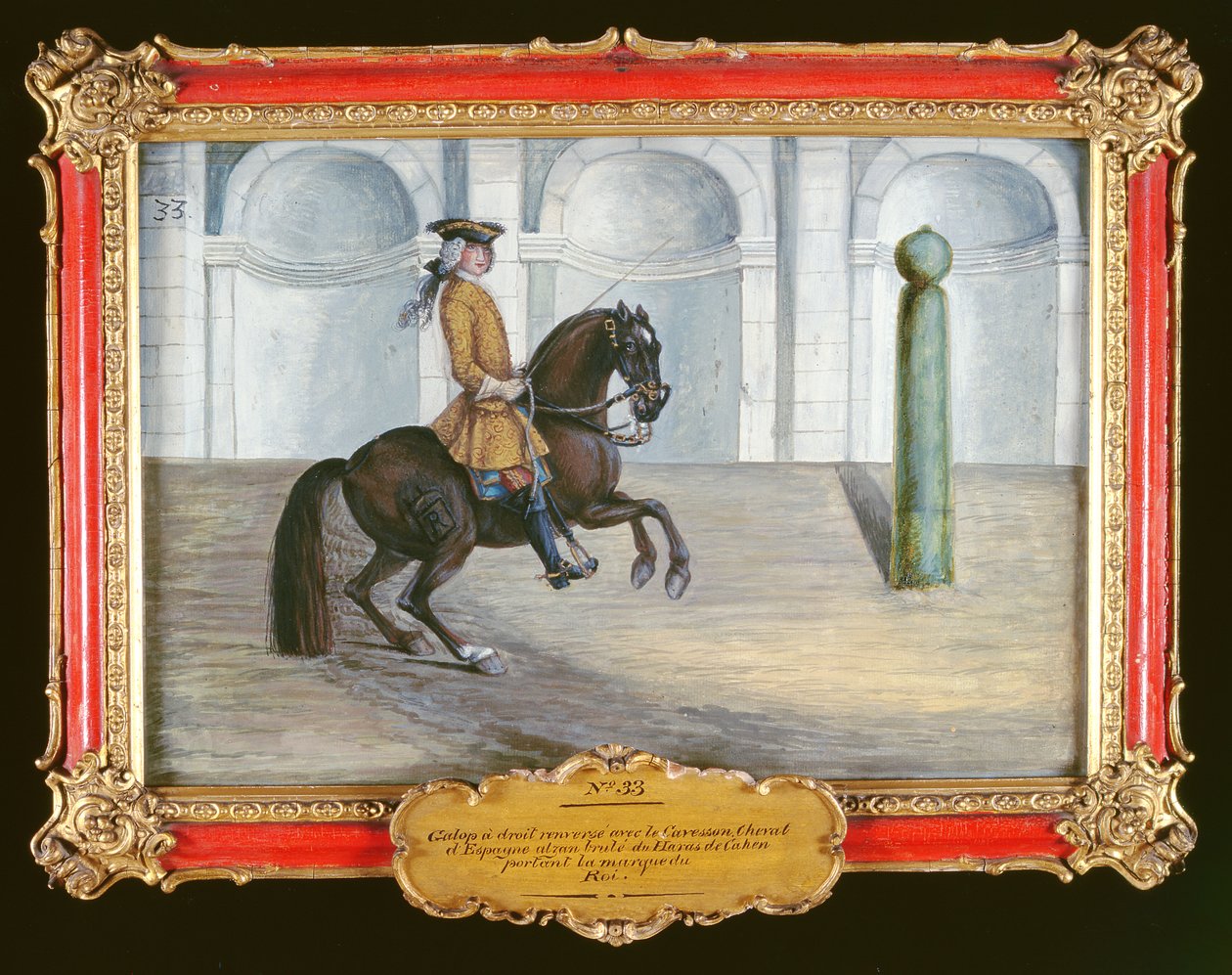 Nr. 33 En spansk hest fra den spanske rideskole, der udfører en dressurbevægelse (wc på papir) af Baron Reis Eisenberg