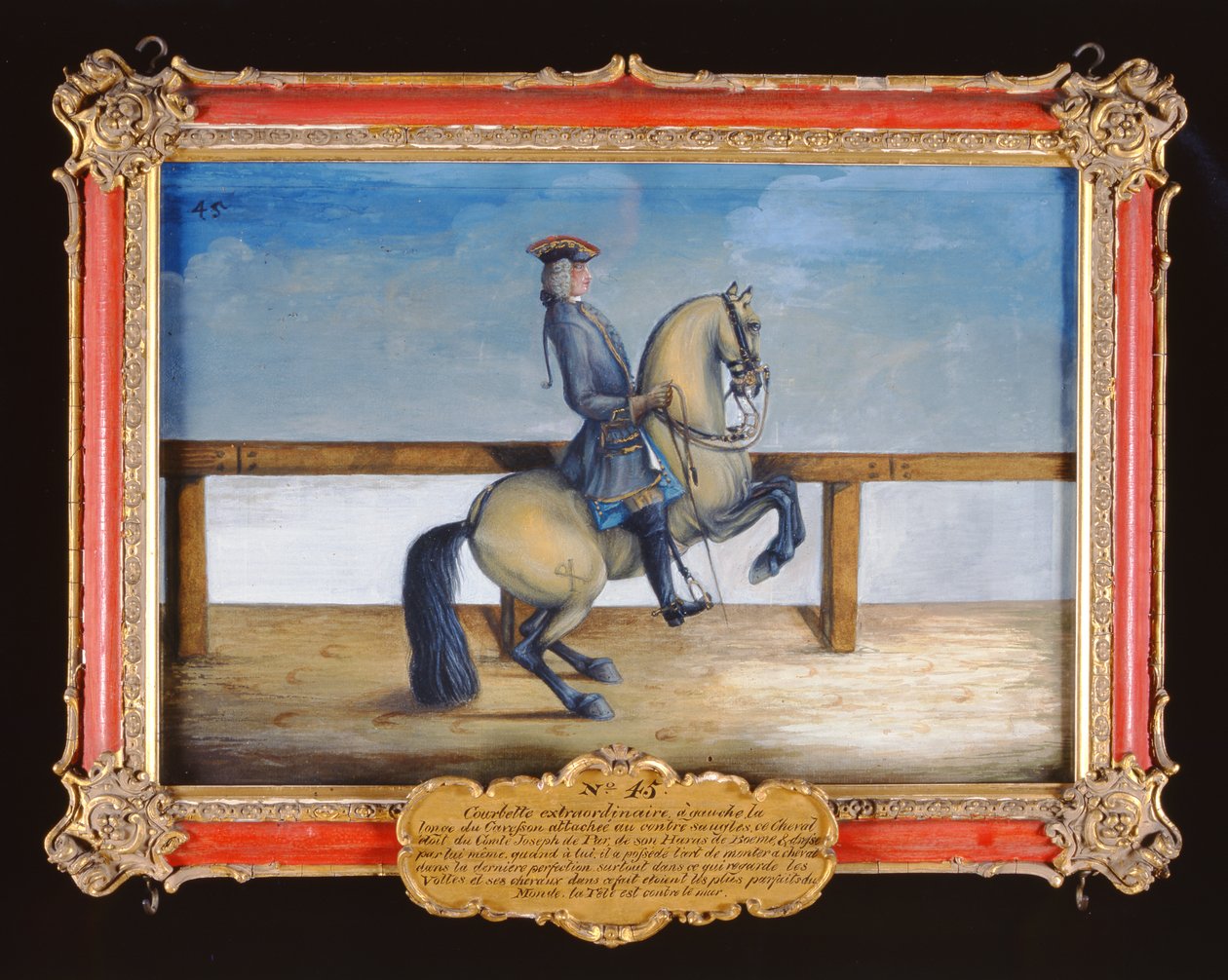 Nr. 45 En hest fra den Spanske Rideskole, der udfører en dressurbevægelse kaldet Courbette (wc på papir) af Baron Reis Eisenberg