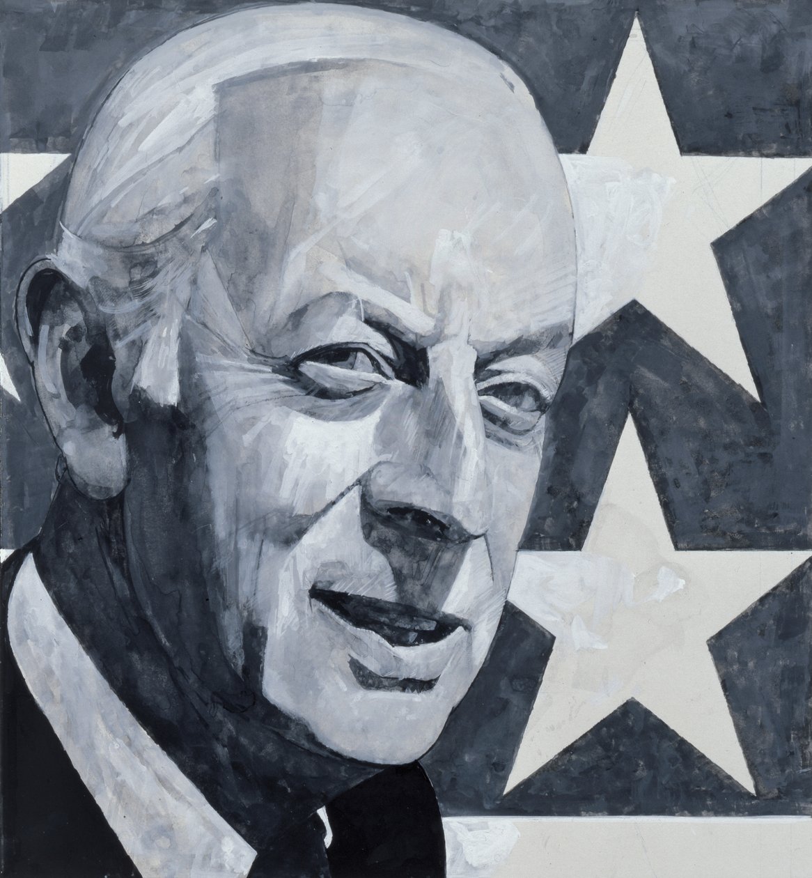 Portræt af Alistair Cooke, illustration til The Listener, 1970