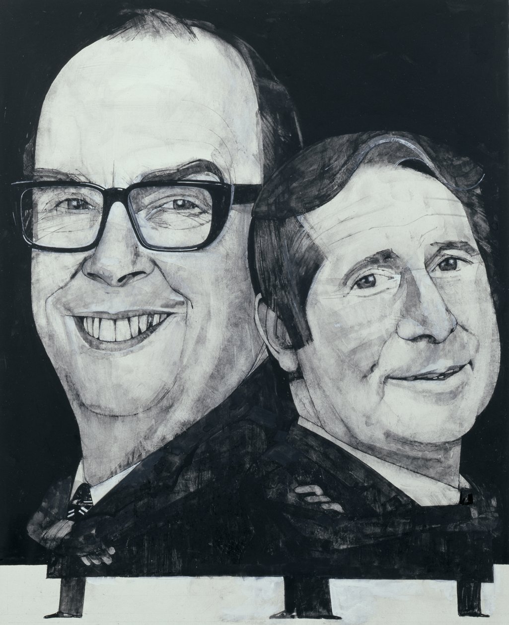 Portræt af Morecambe og Wise, illustration til The Listener, 1970