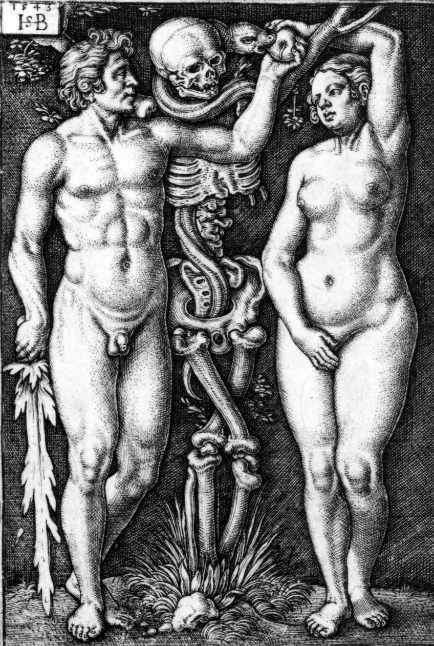 Adam og Eva, graveret af Hans Sebald Beham, 1543 af Barthel Beham
