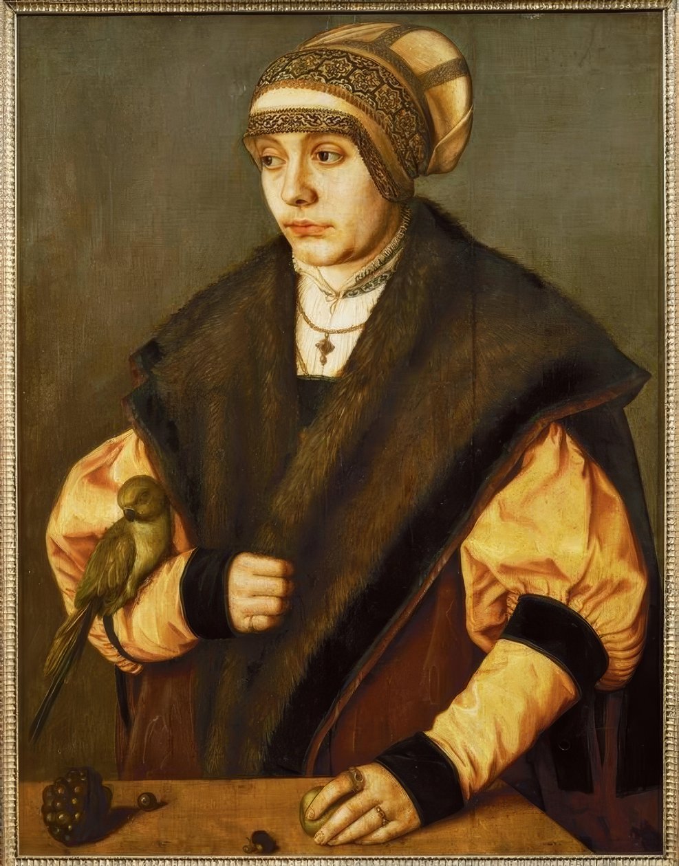 B.Beham, kvinde med papegøje af Barthel Beham