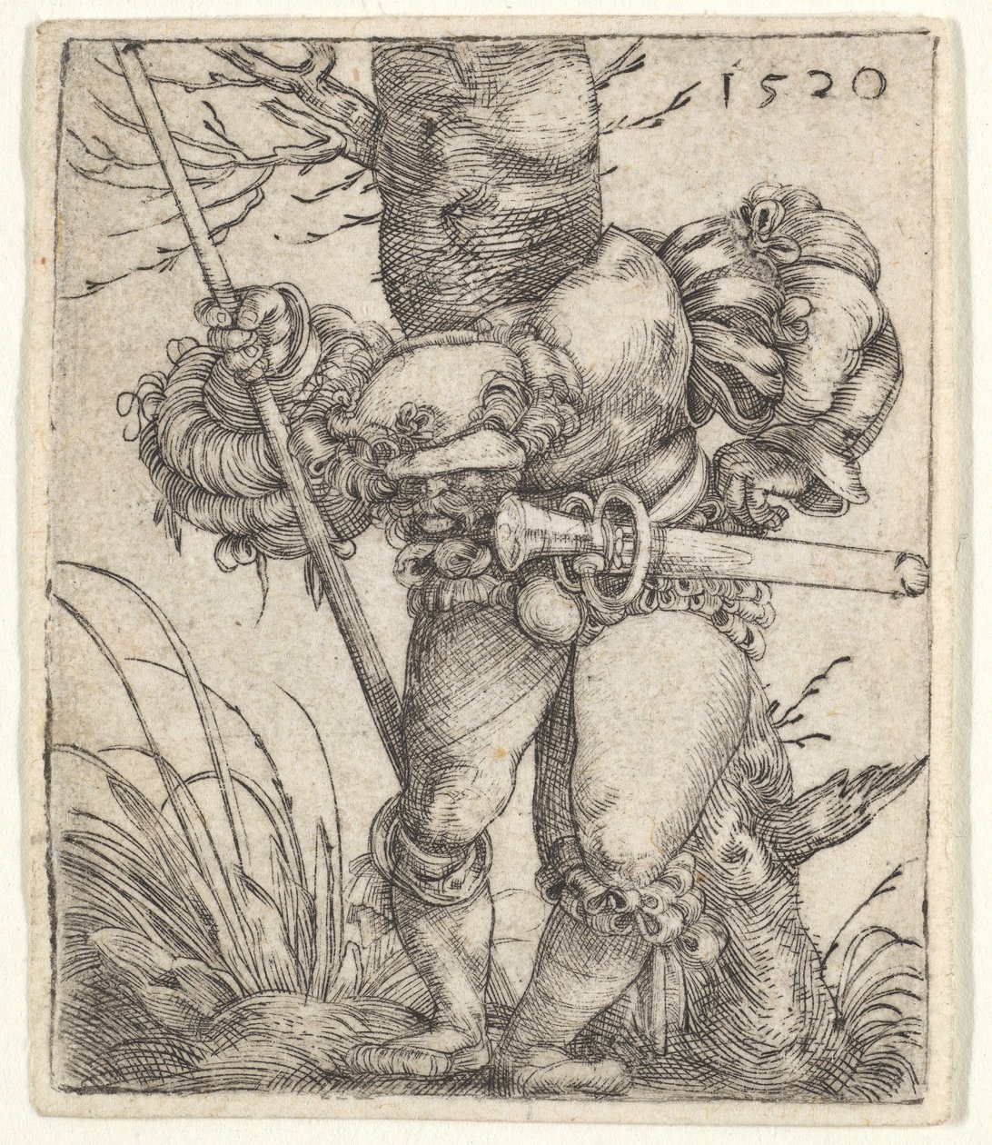 Bøjende soldat lænet mod et træ, 1520. af Barthel Beham