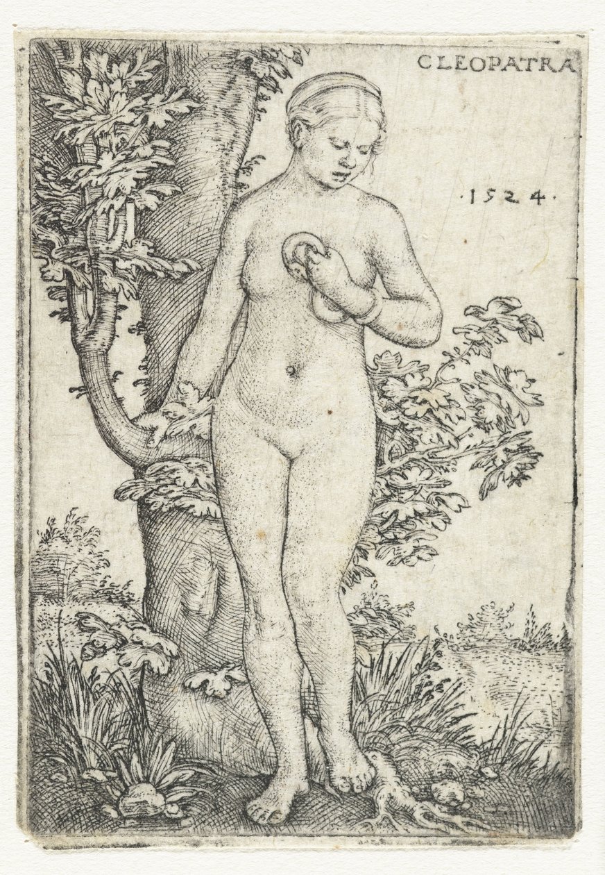 Cleopatras død med slange ved et figentræ Cleopatra (titel på objekt) af Barthel Beham