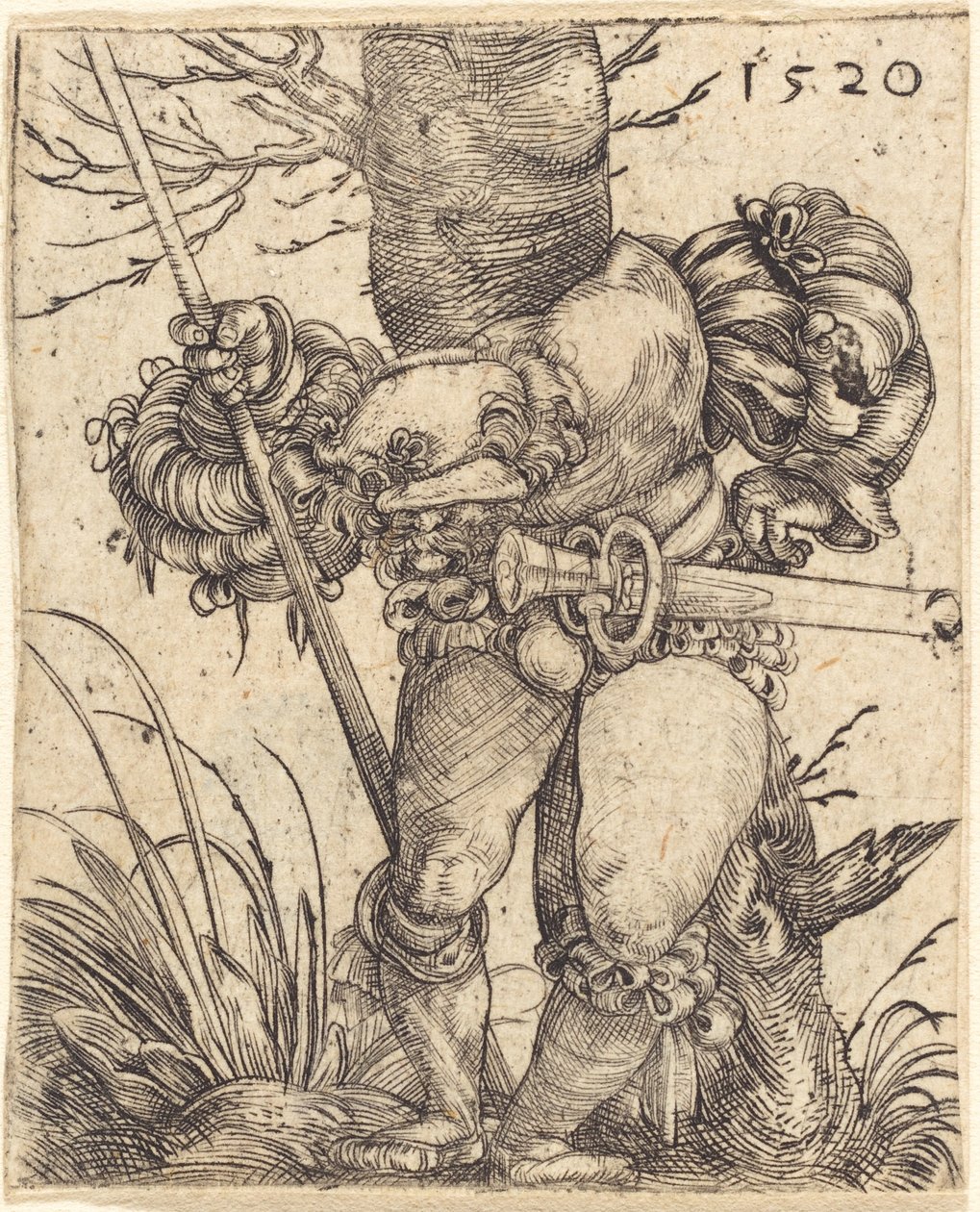 Fodsoldat foran et træ af Barthel Beham