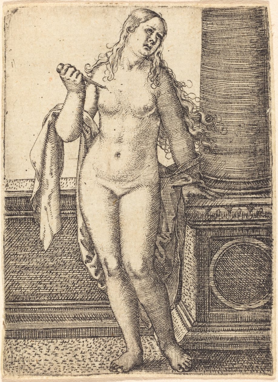 Lucretia står ved en søjle af Barthel Beham